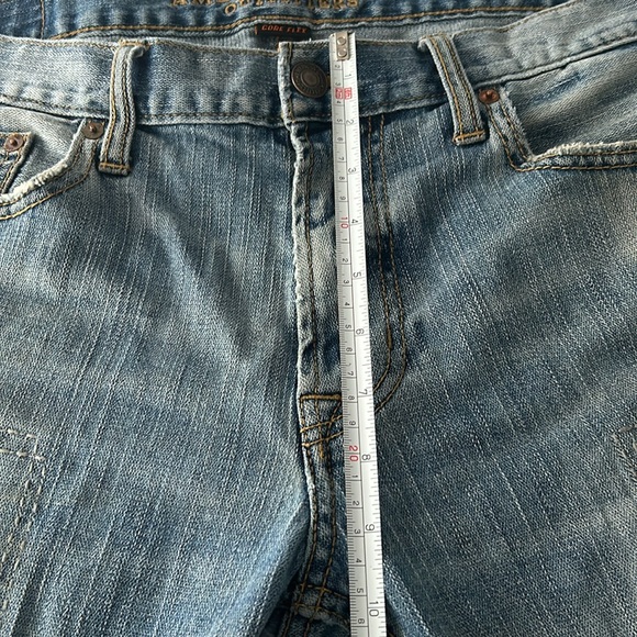 🌻4/$20 AEO Men’s Slim Straight Patch Distressed Jeans Size 33x30 - Picture 6 of 15
